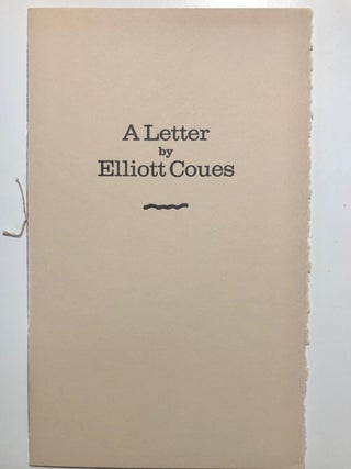 Item #6871 A Letter by Elliott Coues concerning the plotting of Lewis & Clark's courses along the...