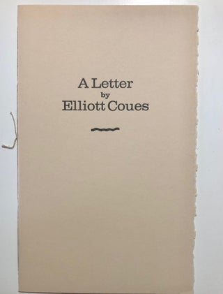 Item #6871 A Letter by Elliott Coues concerning the plotting of Lewis & Clark's courses along the...