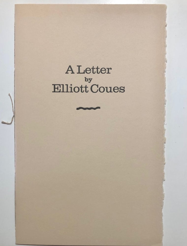 Item #6871 A Letter by Elliott Coues concerning the plotting of Lewis & Clark's courses along the Missouri River and of Coues' hope that the journals would soon be published in full. Elliott COUES.