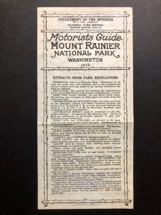 Item #6878 Motorists Guide Mount Rainier National Park Washington 1929. Tourist Guides - National...