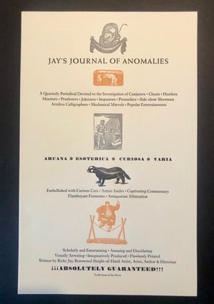 Item #6925 [Prospectus for] Jay’s Journal of Anomalies. Ricky Jay