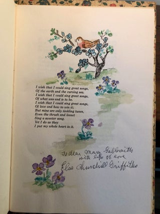 Item #7010 Little Songs - WITH Inscribed Watercolor. Elsa Churchill GRIFFITHS