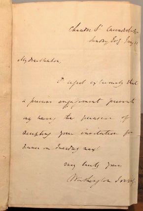 A History of New-York from the Beginning of the World to the End of the Dutch Dynasty, by Diedrich Knickerbocker. In Two Volumes - WITH ALS tipped in