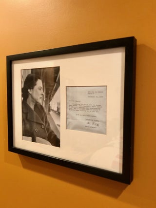 Item #7310 Typed Letter Signed by Mary McCarthy, Framed with a Photo Portrait of the Author. Mary...