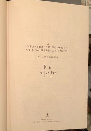 Item #7325 A Heartbreaking Work of Staggering Genius - SIGNED First Edition. Dave EGGERS