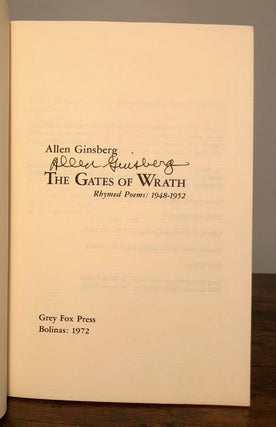 Item #7400 The Gates of Wrath Rhymed Poems: 1948-1952. Allen GINSBERG