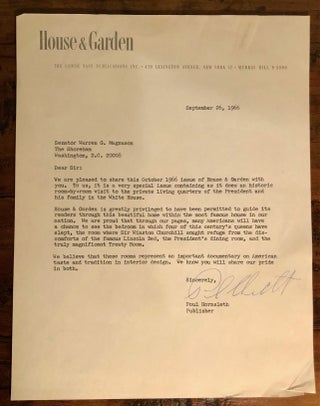House & Garden - October, 1966 - WITH Letter from Publisher to Sen. Warren G. Magnuson