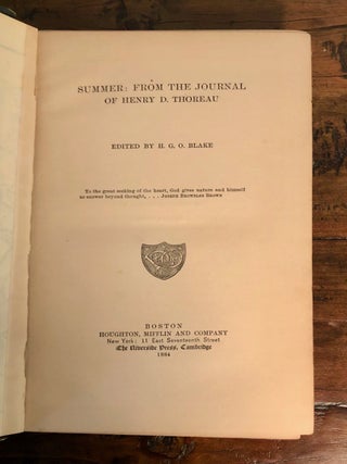 Summer: From the Journal of Henry D. Thoreau