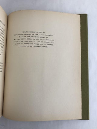 The Transmigration of the Seven Brahmans A Translation from the Harivansa of Langlois - WITH Dust Jacket