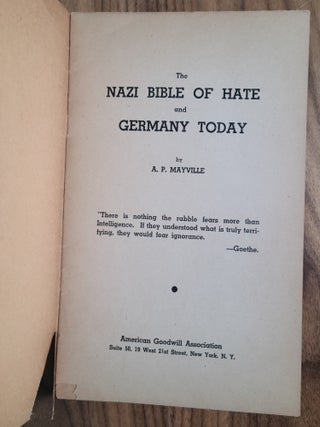 The Nazi Bible of Hate and Germany Today