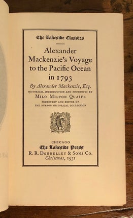 Alexander MacKenzie's Voyage to the Pacific Ocean in 1793